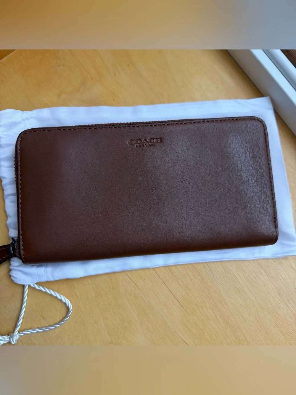 Coach Brown Leather Long Wallet with dust bag